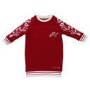 Burgundy Girls Active Dress with white tights