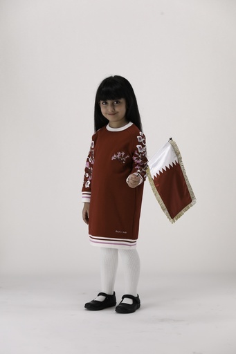 Burgundy Girls Active Dress with white tights